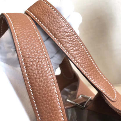 HM Picotin Lock Brown For Women Silver Toned Hardware 7.1in/18cm