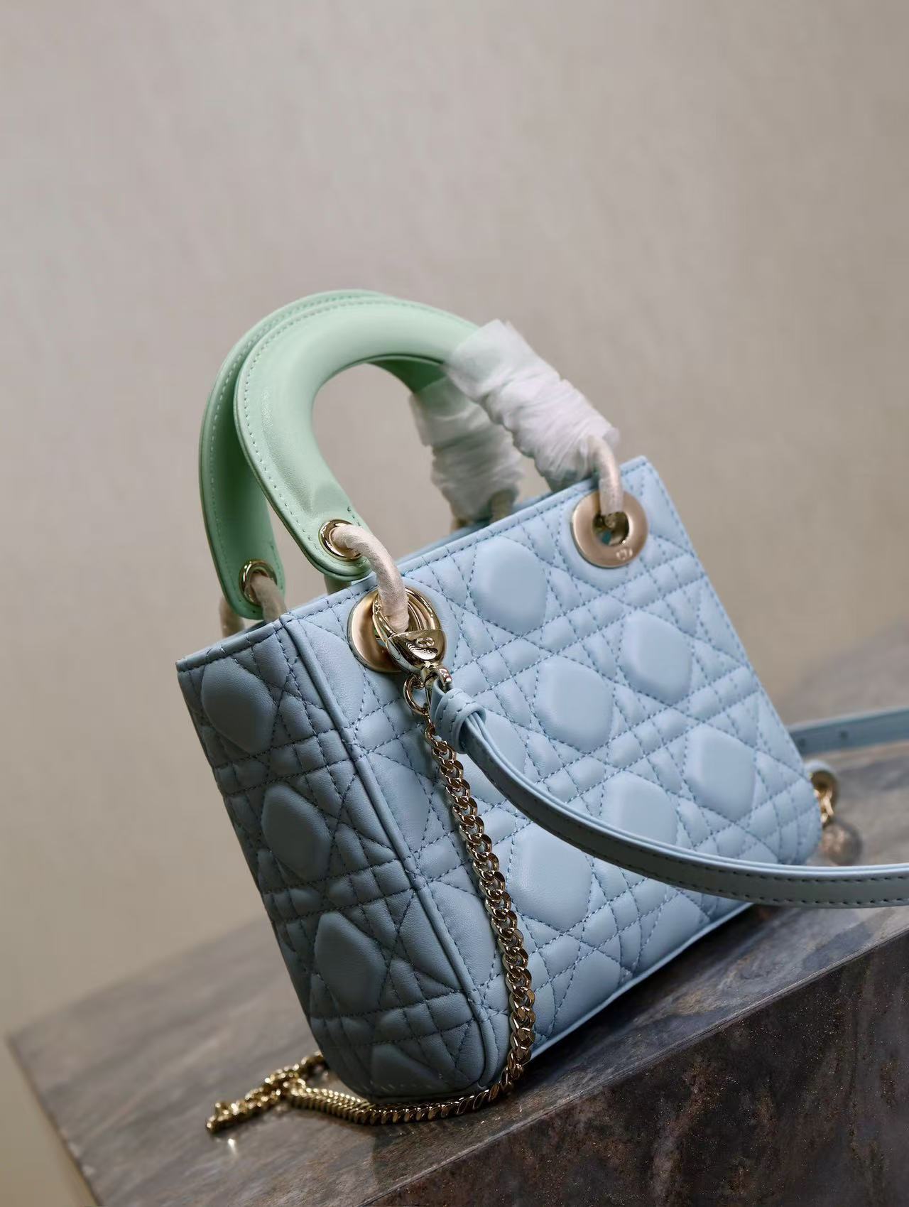 CD Mini Lady 17 Light Blue Mint Lambskin