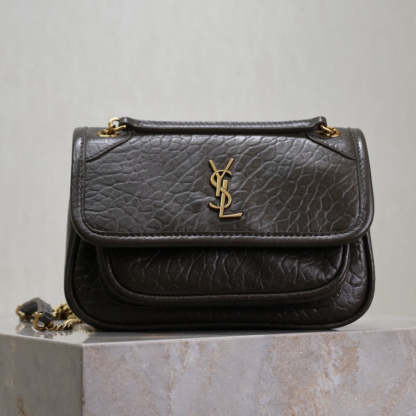 YSL Niki Bag 18cm Black Gold Sheepskin