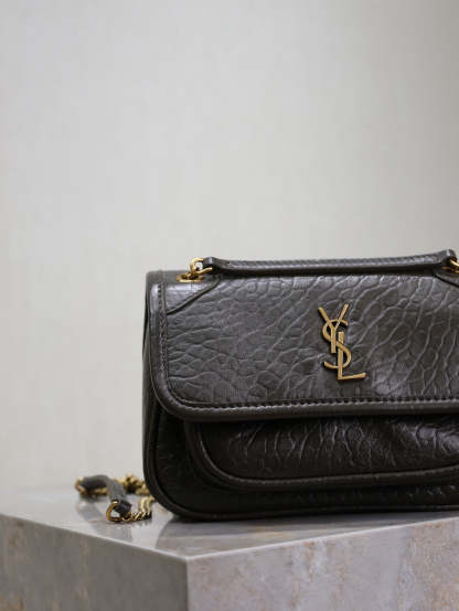 YSL Niki Bag 18cm Black Gold Sheepskin
