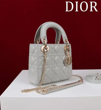 CD Mini Lady 17 Light Grey Lambskin