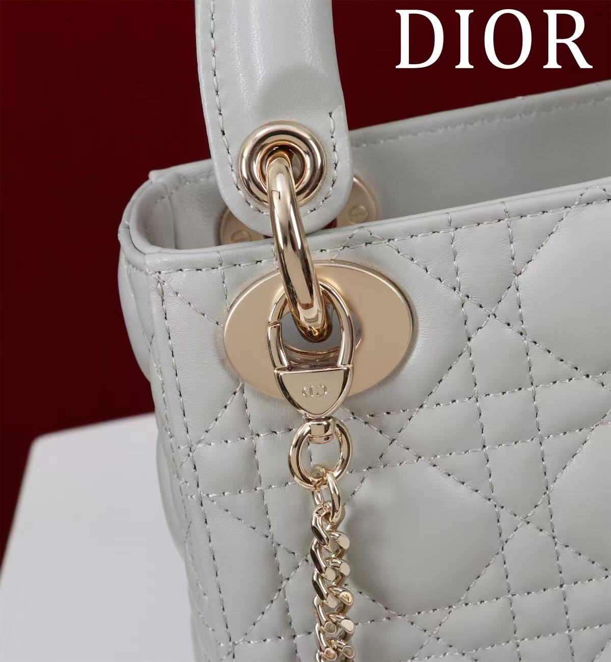 CD Mini Lady 17 Light Grey Lambskin