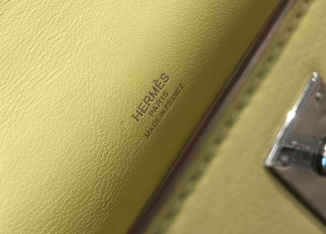 Kelly Pochette 22 Bag Yellow Silver Calfskin