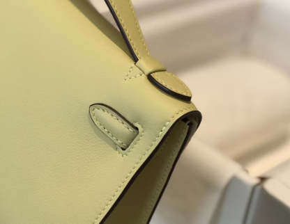 Kelly Pochette 22 Bag Yellow Silver Calfskin