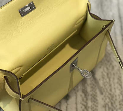 Kelly Pochette 22 Bag Yellow Silver Calfskin