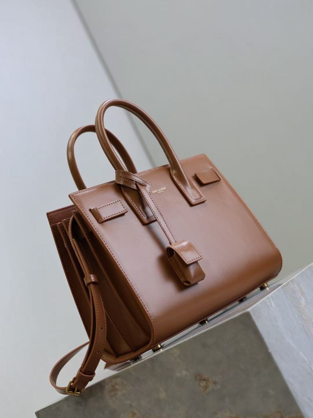 Saint Laurent Sac De Jour Nano Tote Bag Brown Calfskin