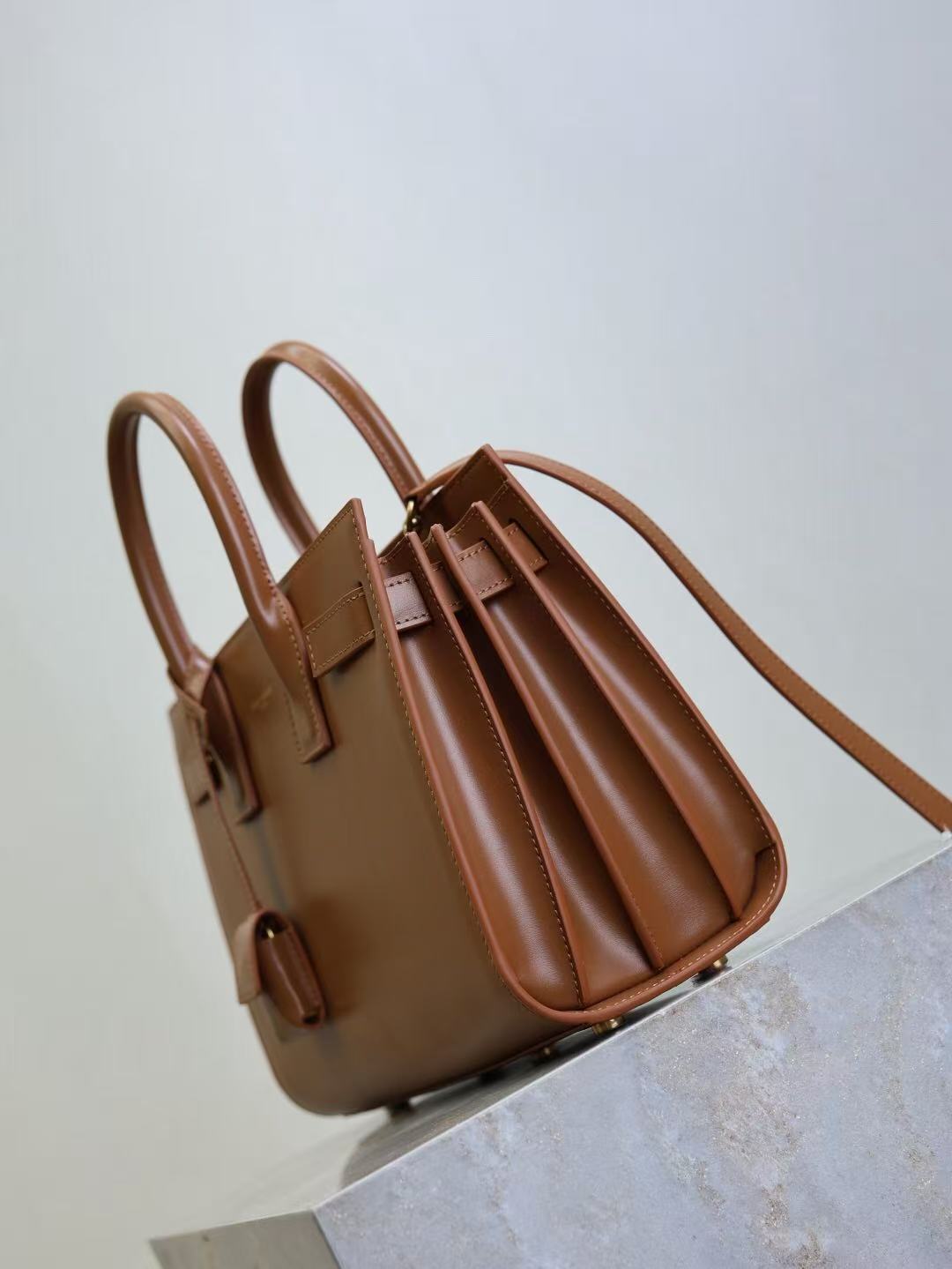 Saint Laurent Sac De Jour Nano Tote Bag Brown Calfskin