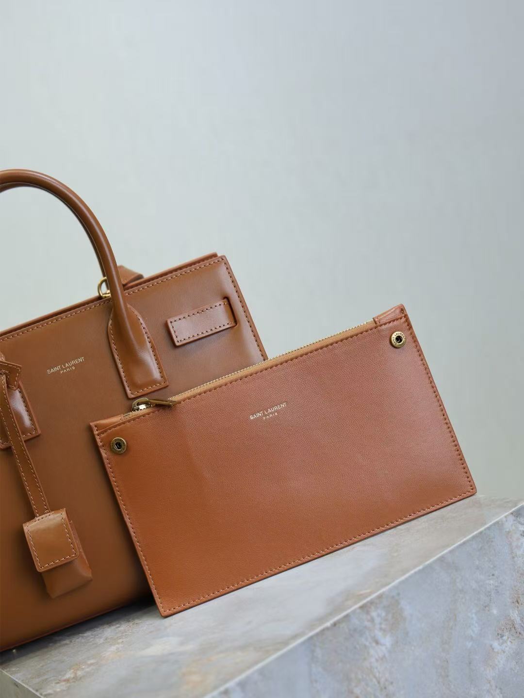 Saint Laurent Sac De Jour Nano Tote Bag Brown Calfskin