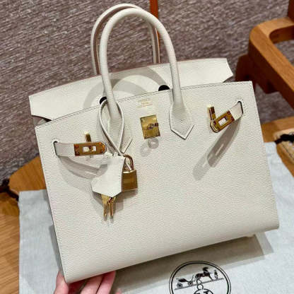 HM BIRKIN 25CM BAG WHITE GOLD HARDWARE EPSOM LEATHER