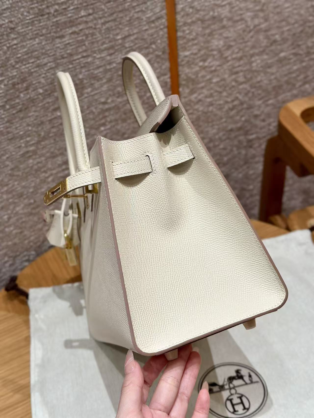 HM BIRKIN 25CM BAG WHITE GOLD HARDWARE EPSOM LEATHER