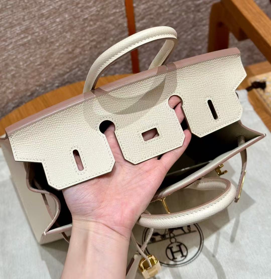 HM BIRKIN 25CM BAG WHITE GOLD HARDWARE EPSOM LEATHER