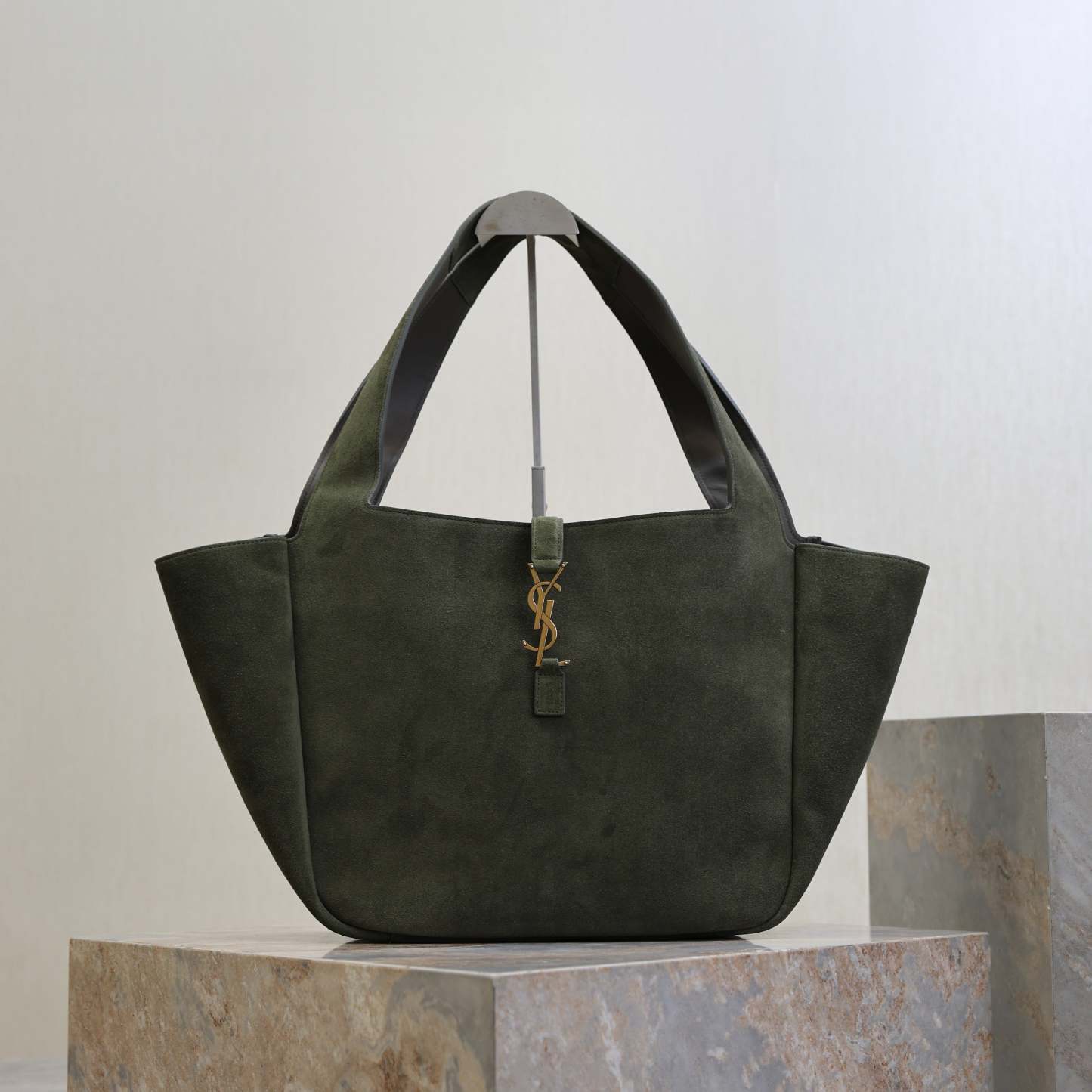 YSL 50 Bag Gold Hardware Green Suede