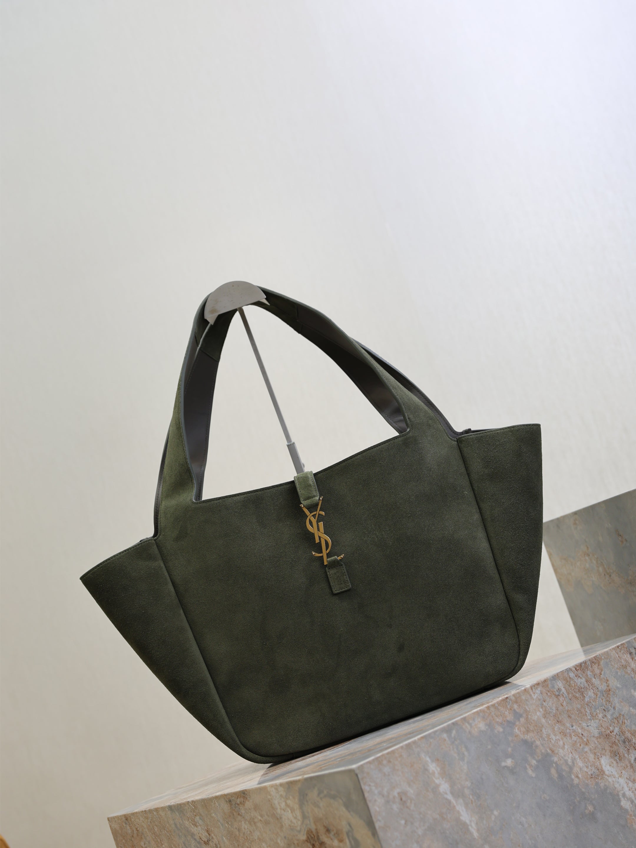 YSL 50 Bag Gold Hardware Green Suede
