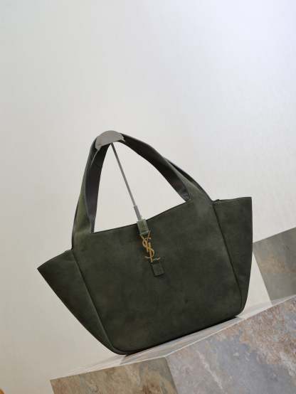 YSL 50 Bag Gold Hardware Green Suede