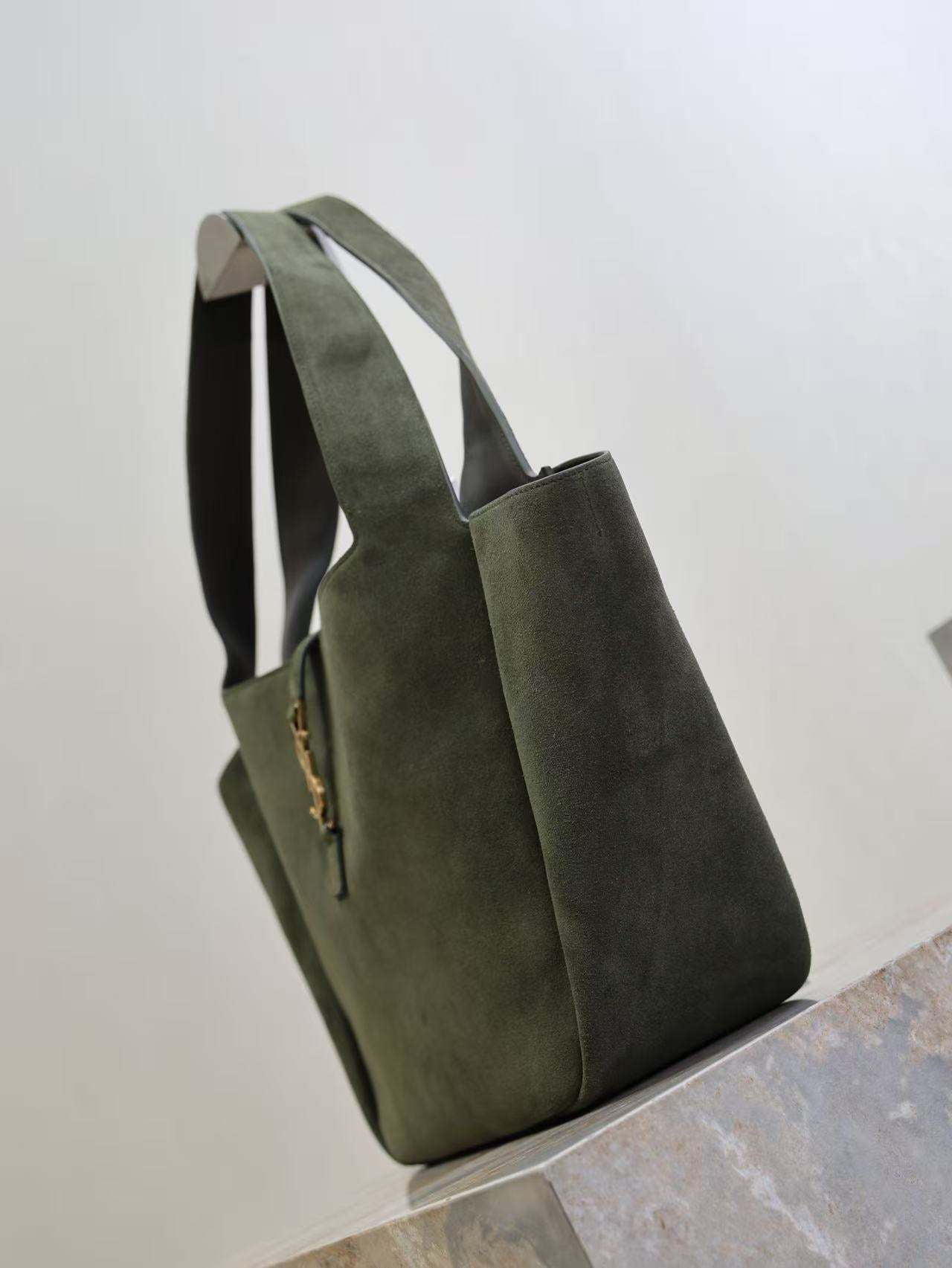 YSL 50 Bag Gold Hardware Green Suede