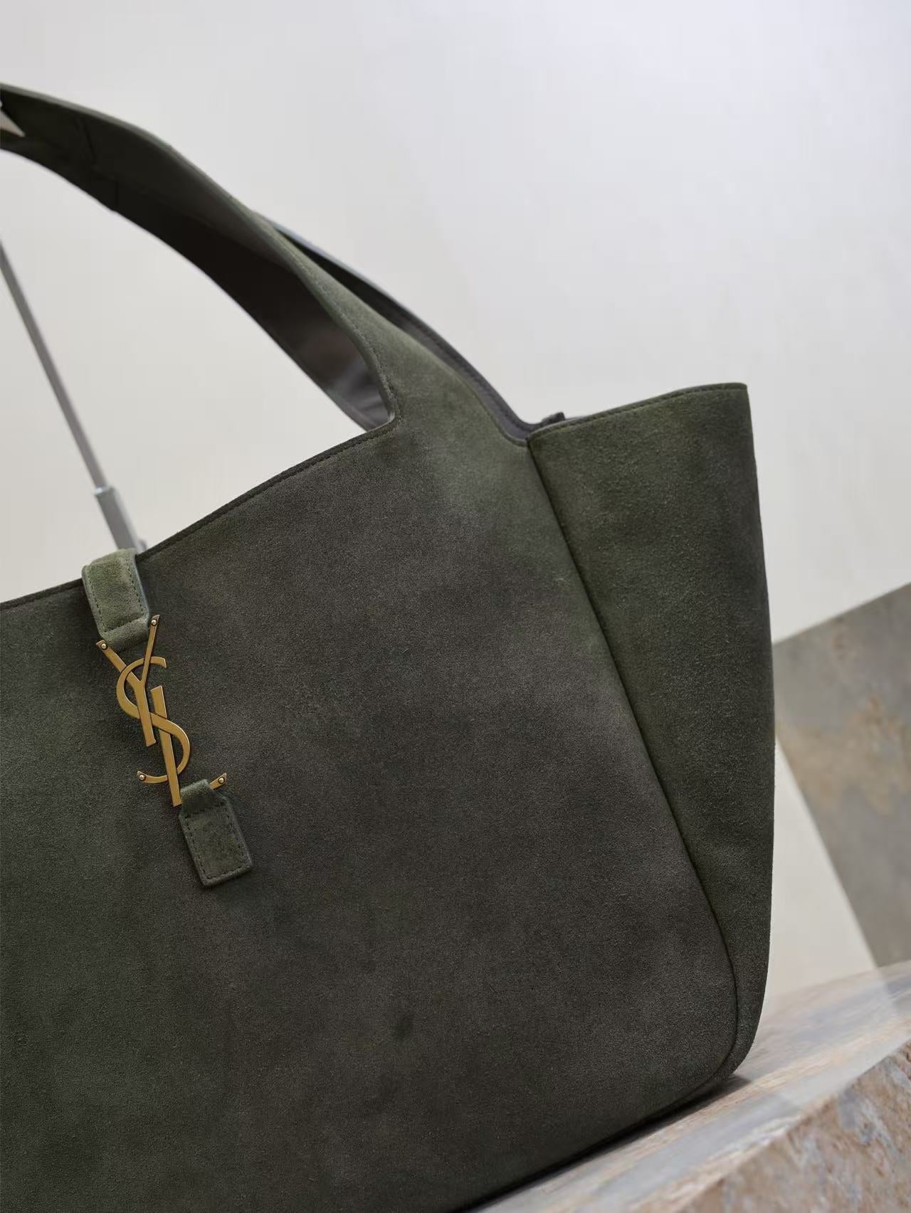 YSL 50 Bag Gold Hardware Green Suede