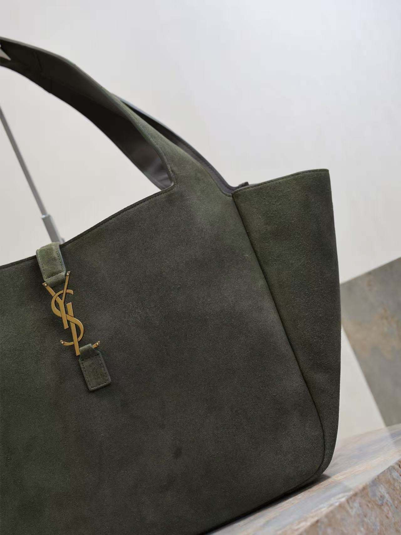 YSL 50 Bag Gold Hardware Green Suede
