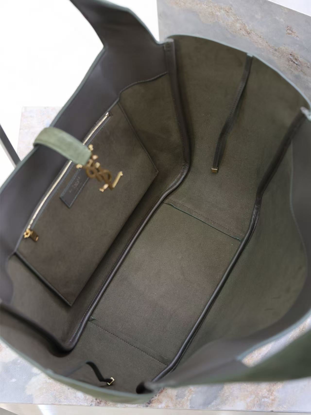 YSL 50 Bag Gold Hardware Green Suede