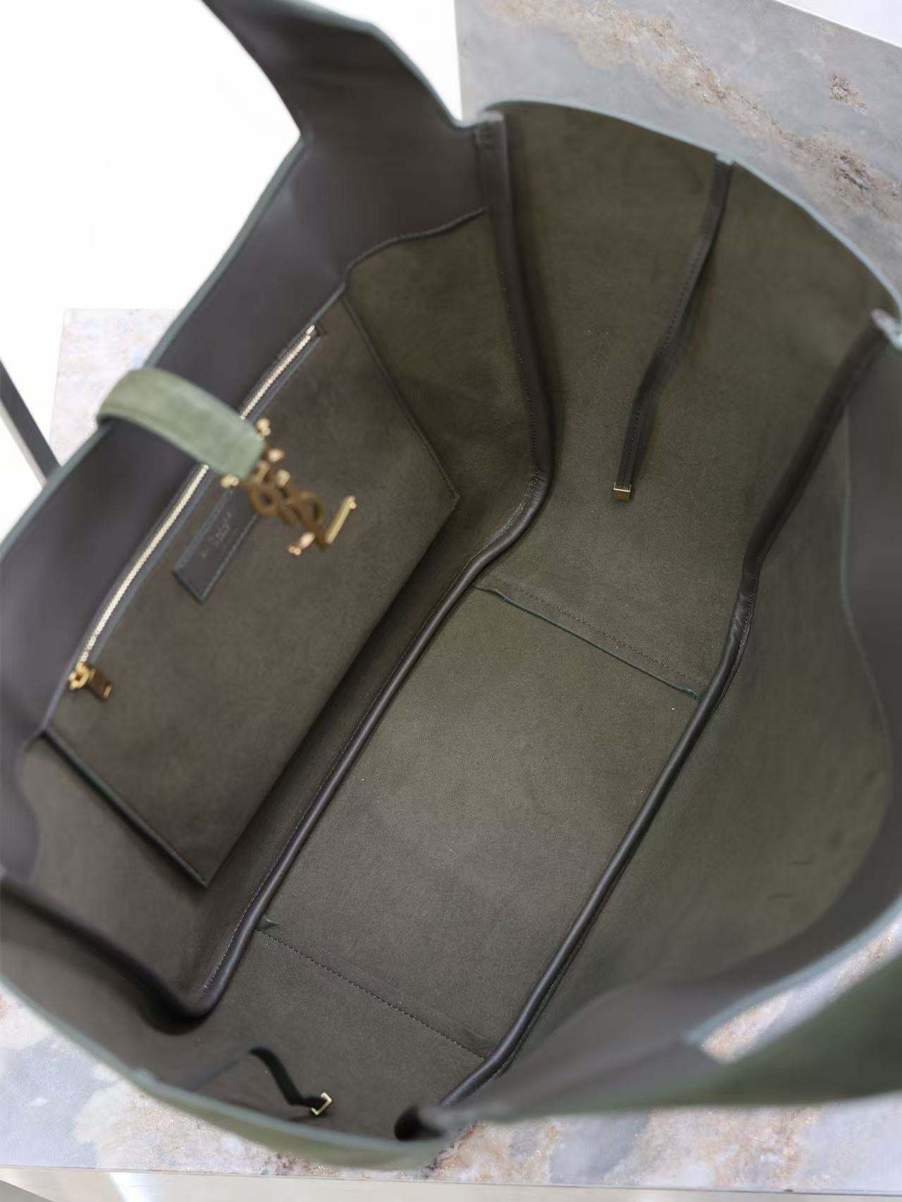 YSL 50 Bag Gold Hardware Green Suede