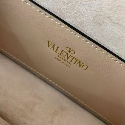 Valentino Loco Embroidered Handbag Gold Leather