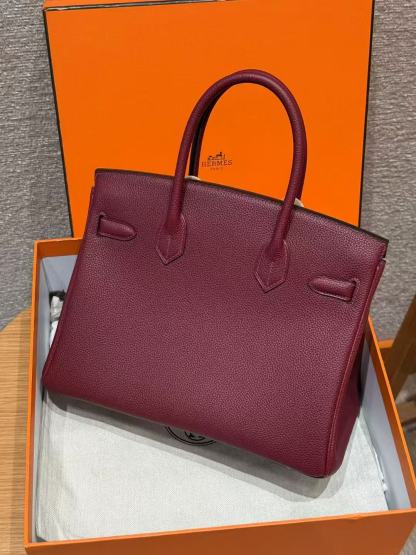 HM BIRKIN 25CM BURGUNDY TOGO LEATHER SILVER  HARDWARE