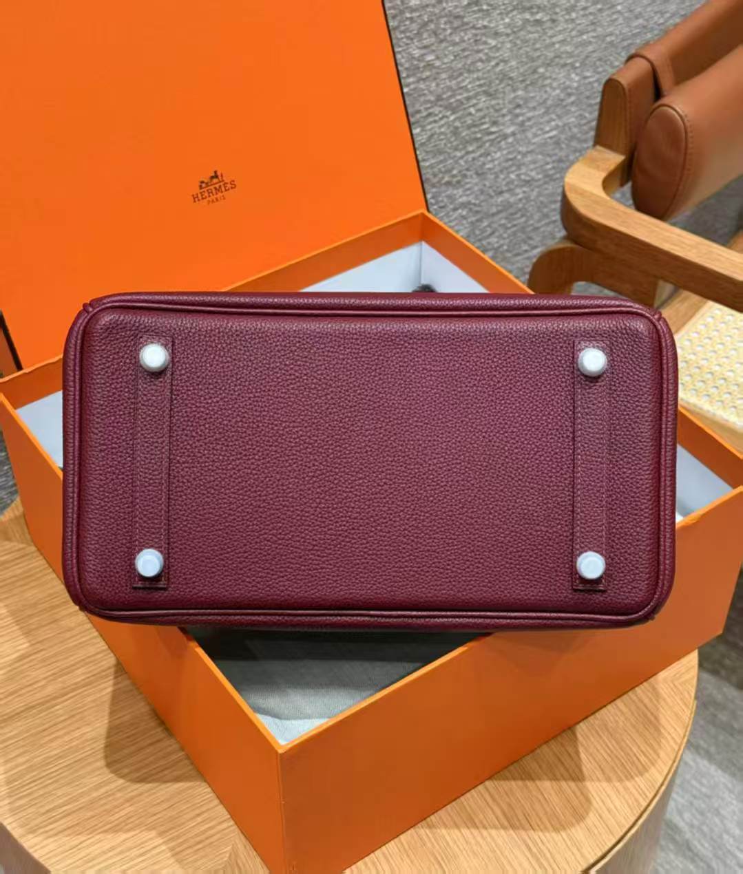 HM BIRKIN 25CM BURGUNDY TOGO LEATHER SILVER  HARDWARE