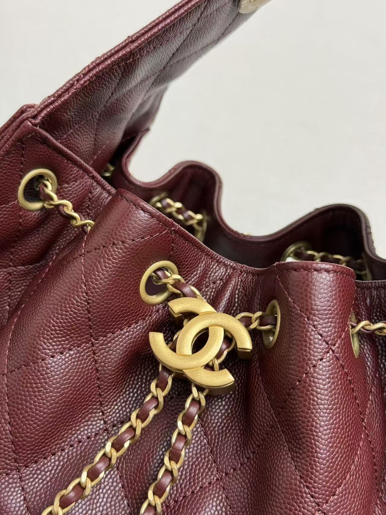 CC 25s Hobo Bag Burgundy Gold Calfskin