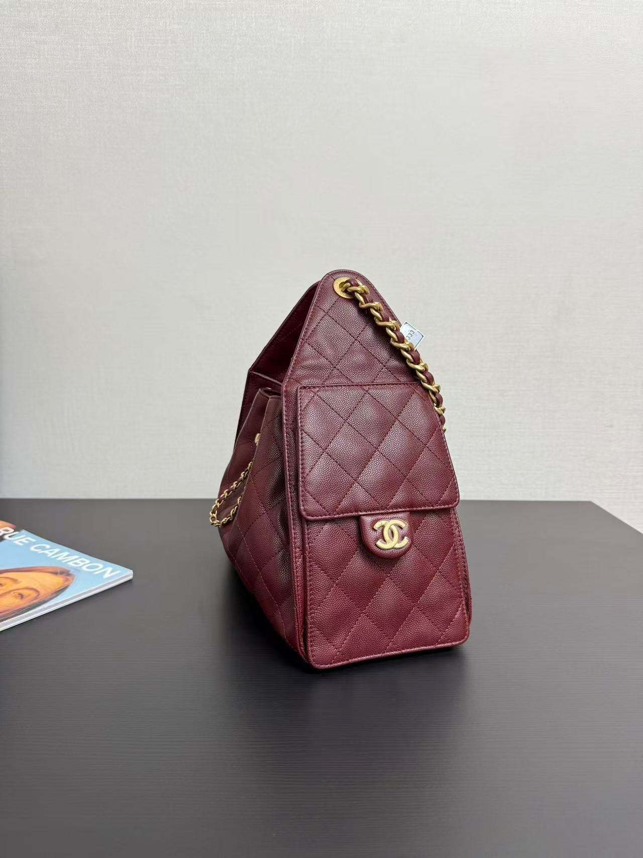CC 25s Hobo Bag Burgundy Gold Calfskin