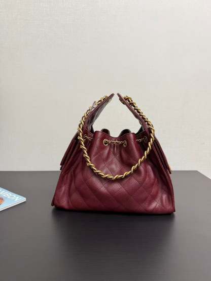 CC 25s Hobo Bag Burgundy Gold Calfskin