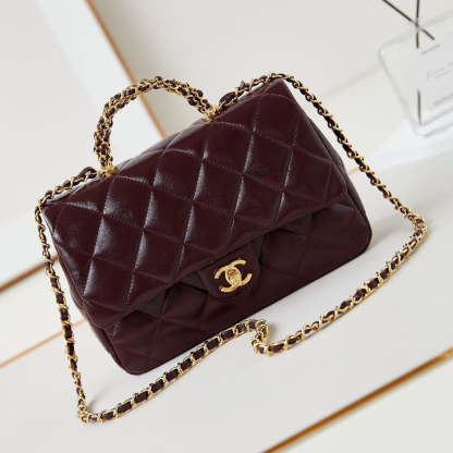 Chanel Flap Bag 25cm Wine Red Sheepskin With Gold Hardware