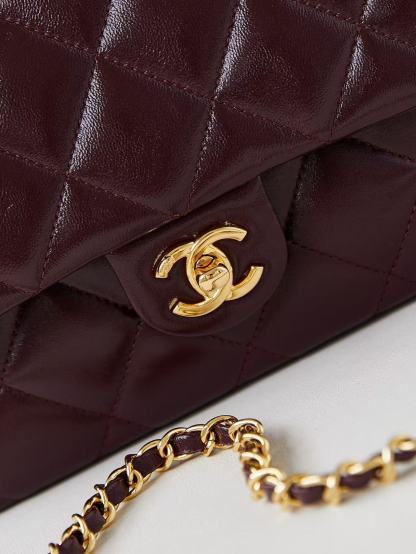 Chanel Flap Bag 25cm Wine Red Sheepskin With Gold Hardware