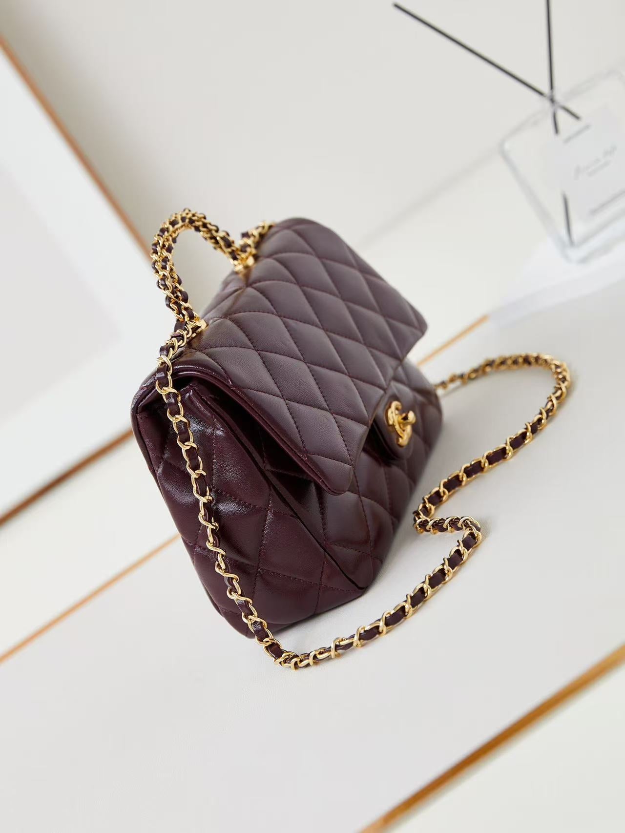 Chanel Flap Bag 25cm Wine Red Sheepskin With Gold Hardware