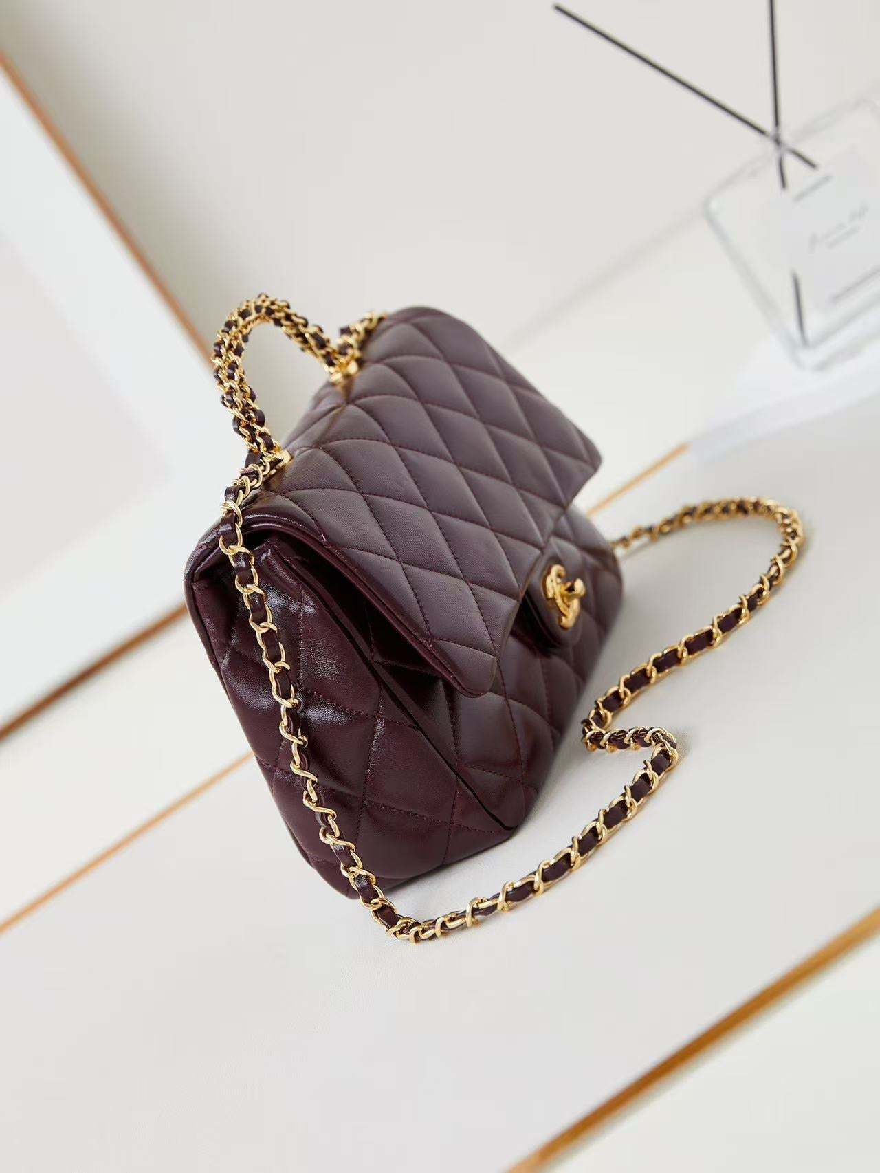 Chanel Flap Bag 25cm Wine Red Sheepskin With Gold Hardware