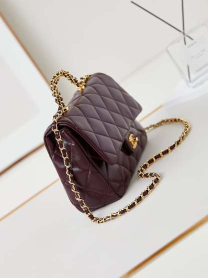 Chanel Flap Bag 25cm Wine Red Sheepskin With Gold Hardware