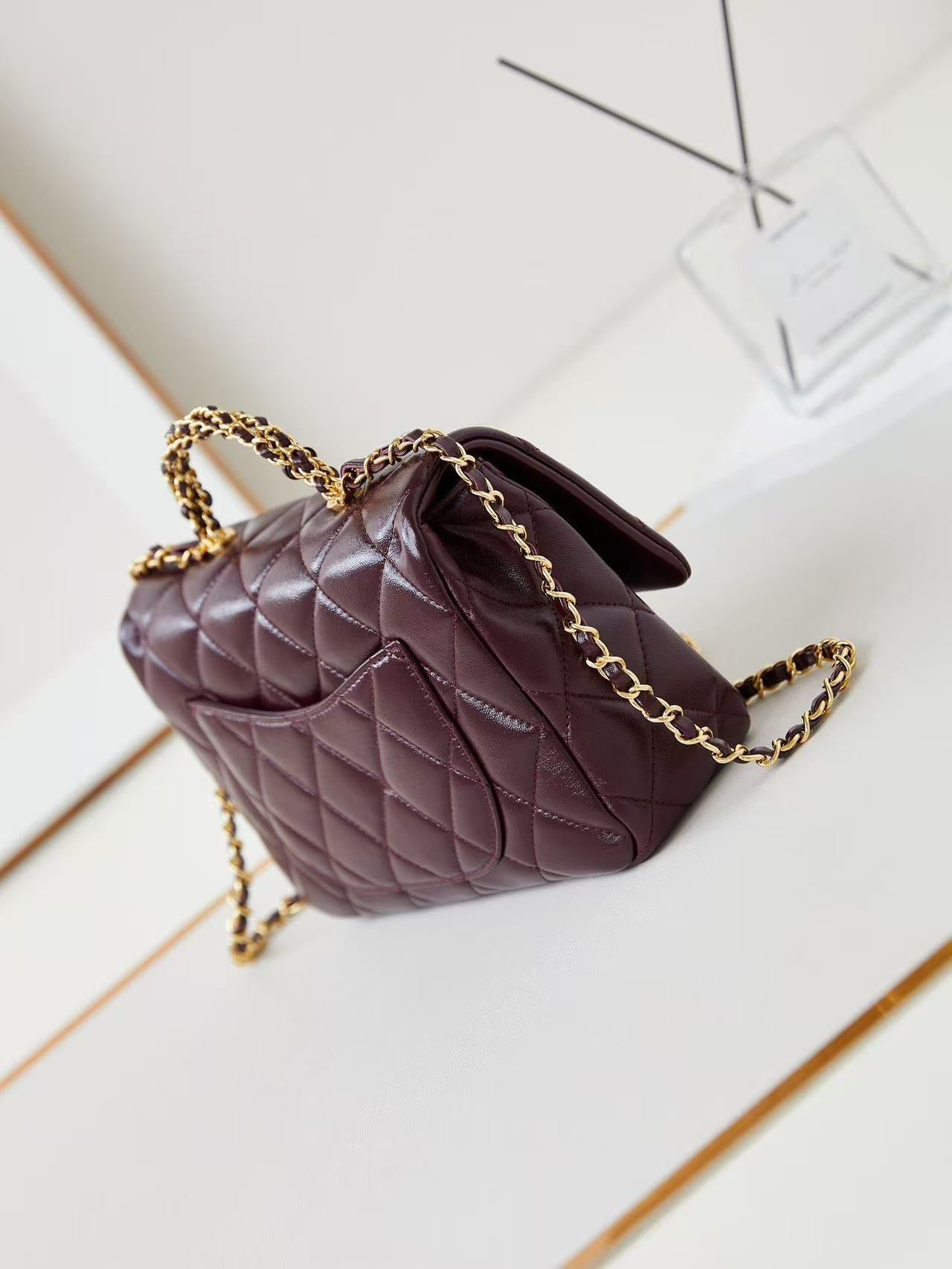 Chanel Flap Bag 25cm Wine Red Sheepskin With Gold Hardware
