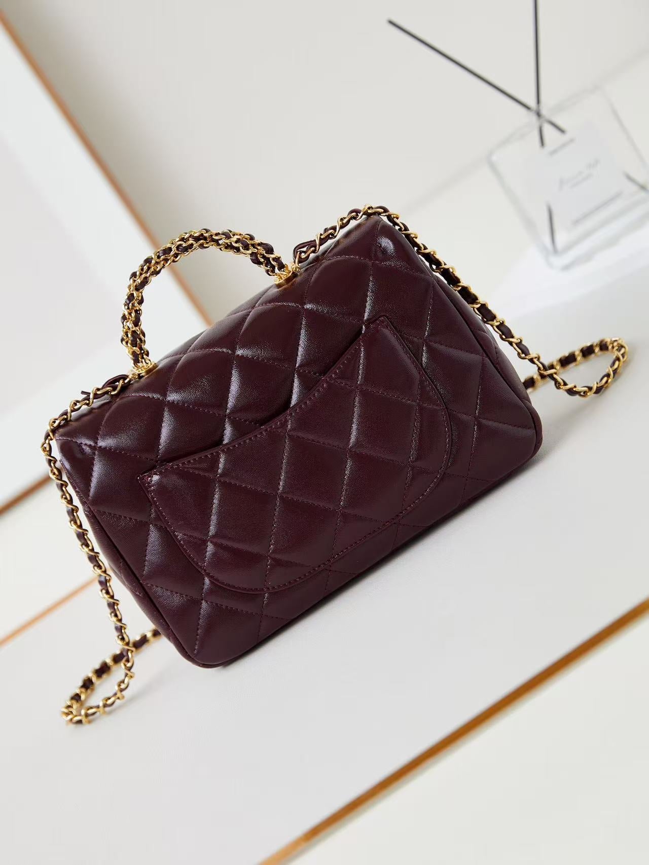 Chanel Flap Bag 25cm Wine Red Sheepskin With Gold Hardware