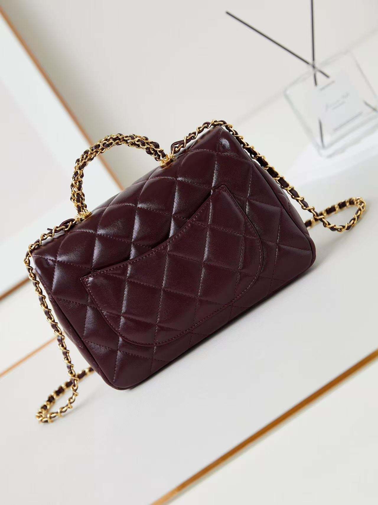 Chanel Flap Bag 25cm Wine Red Sheepskin With Gold Hardware