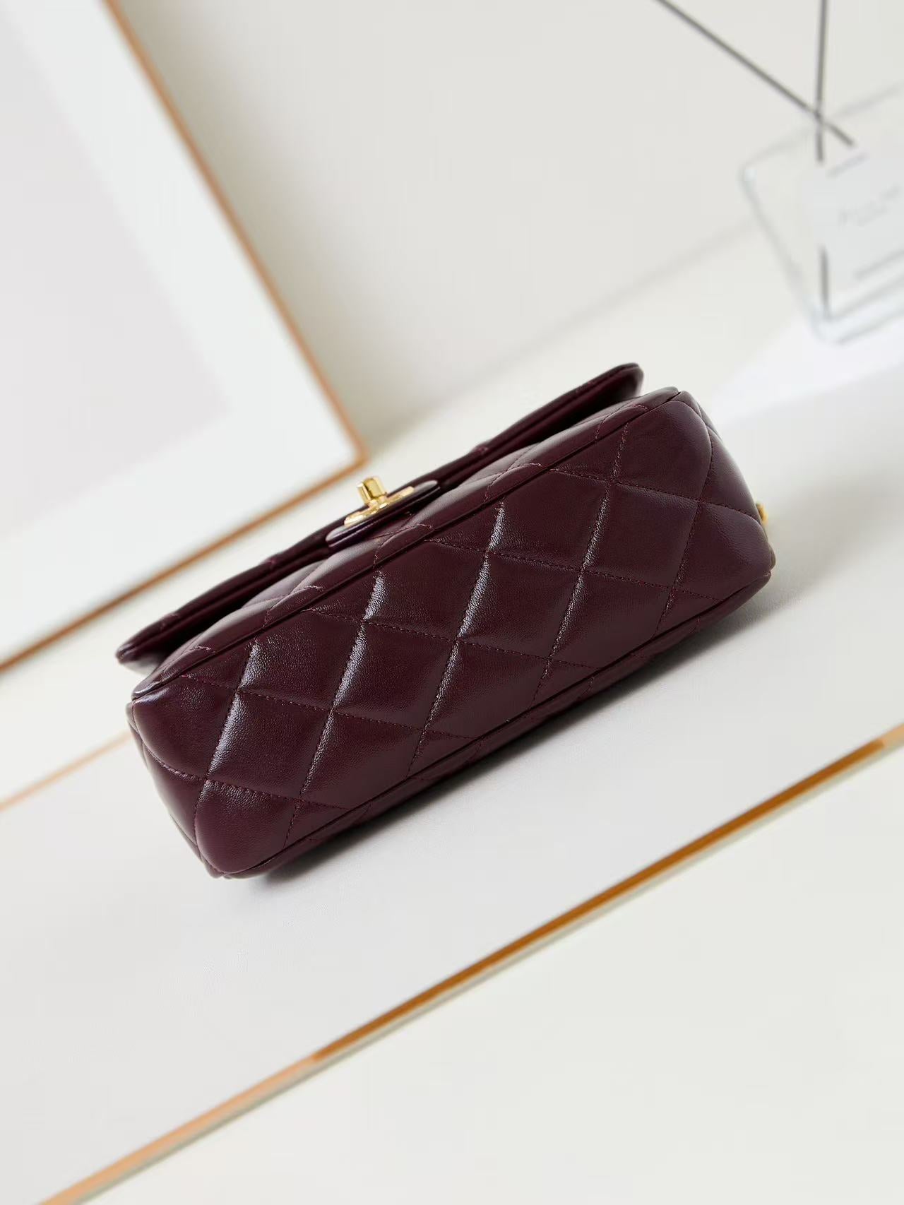 Chanel Flap Bag 25cm Wine Red Sheepskin With Gold Hardware