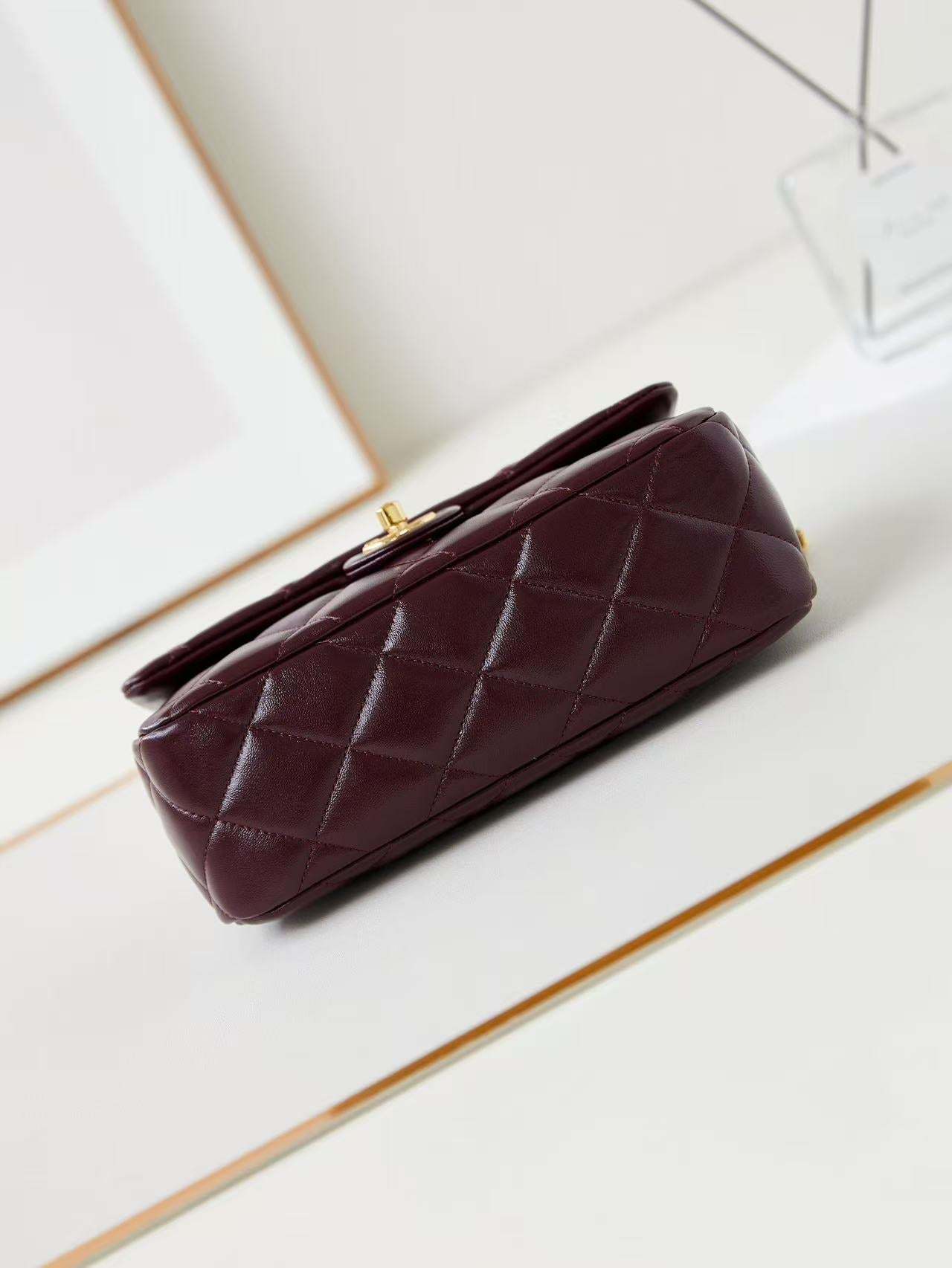 Chanel Flap Bag 25cm Wine Red Sheepskin With Gold Hardware
