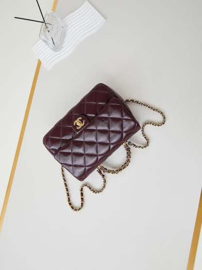 Chanel Flap Bag 25cm Wine Red Sheepskin With Gold Hardware