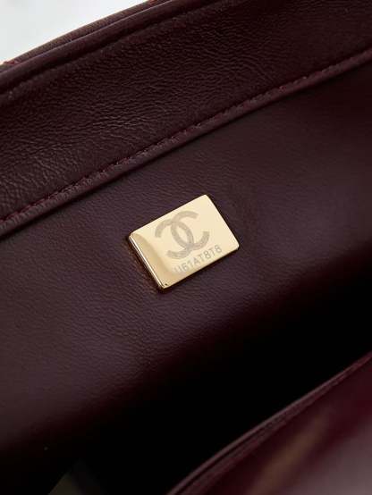 Chanel Flap Bag 25cm Wine Red Sheepskin With Gold Hardware
