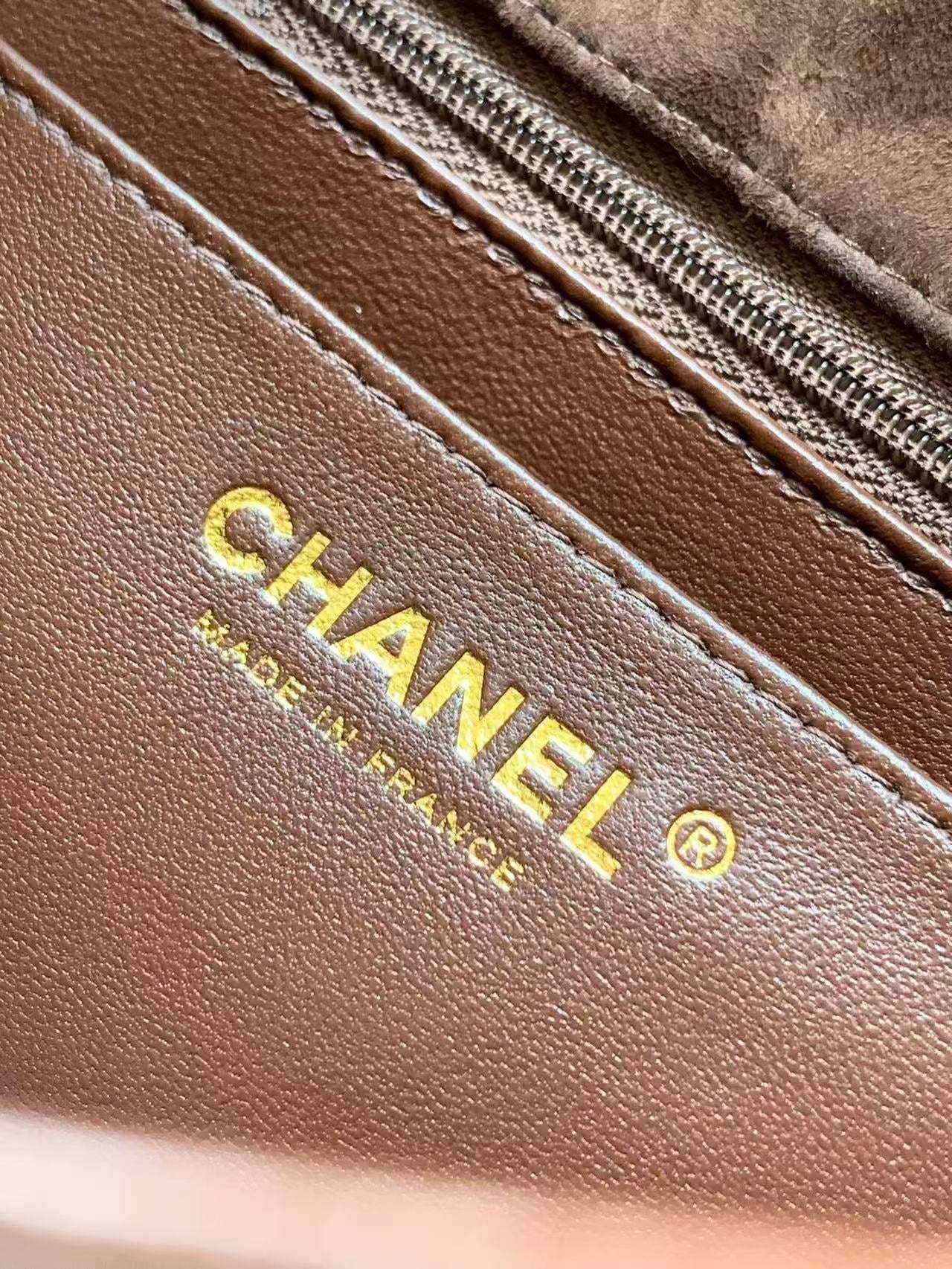 Chanel 25 Flap Bag Dark Brown Gold Suede Leather