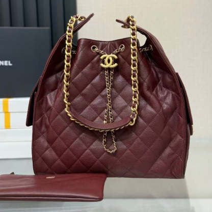 CC 25C Hobo Bags 40 cm Burgundy Calfskin