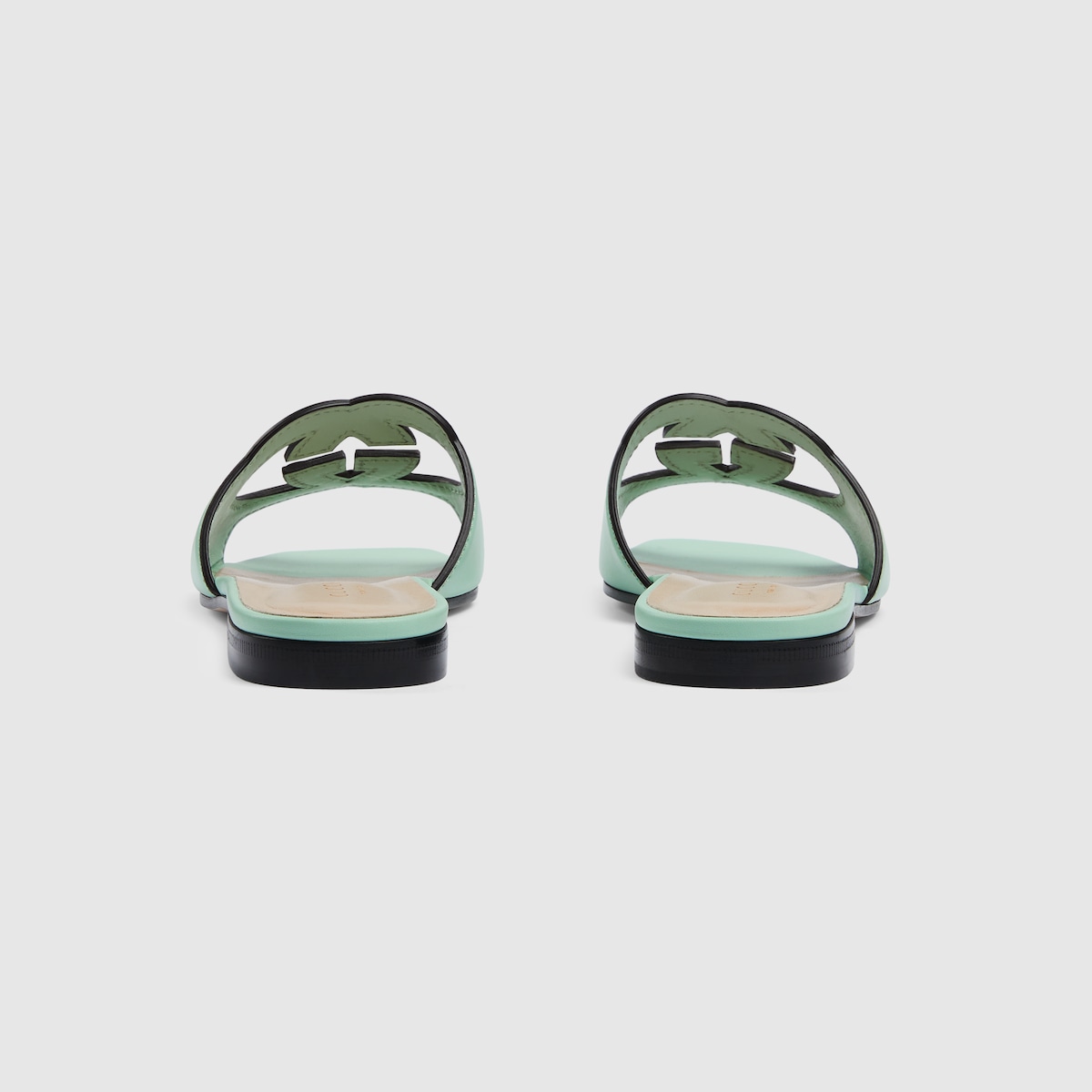 GG INTERLOCKING G CUT-OUT SANDAL GREEN