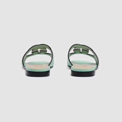 GG INTERLOCKING G CUT-OUT SANDAL GREEN