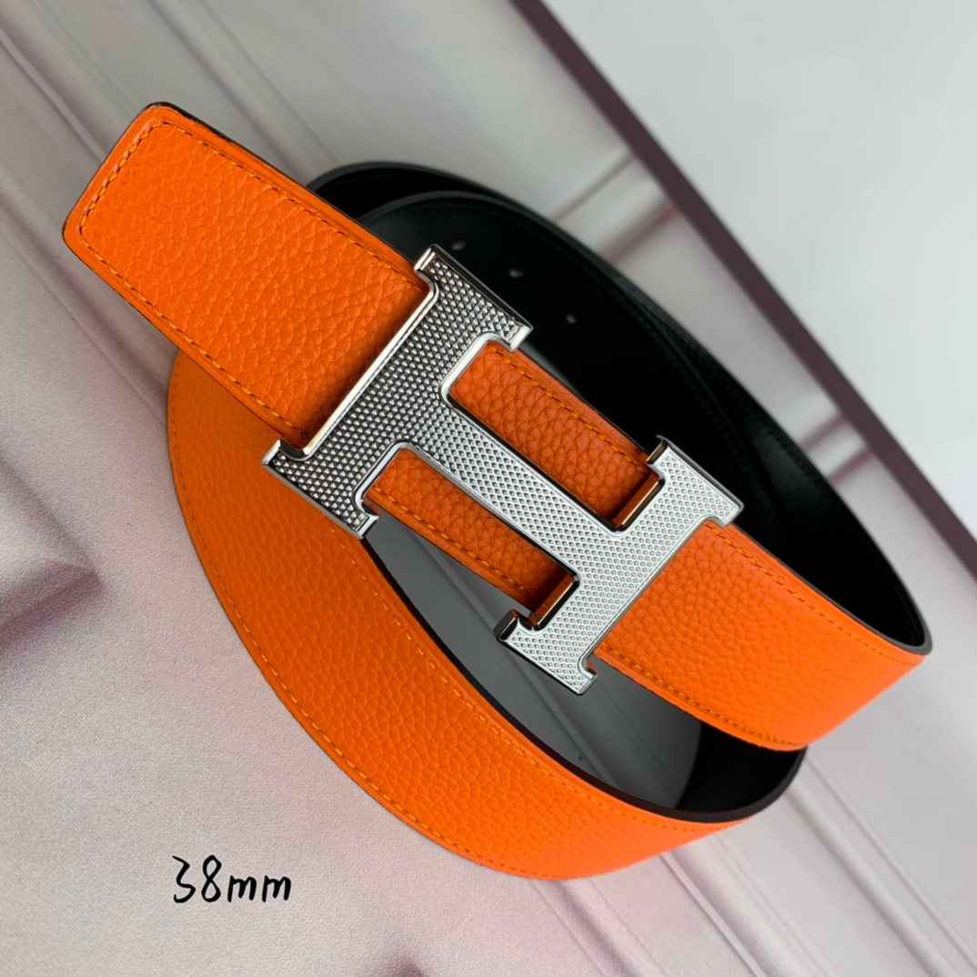 HM BELT TOGO SWIFT SILUVER BUCKLE ORANGE 38MM