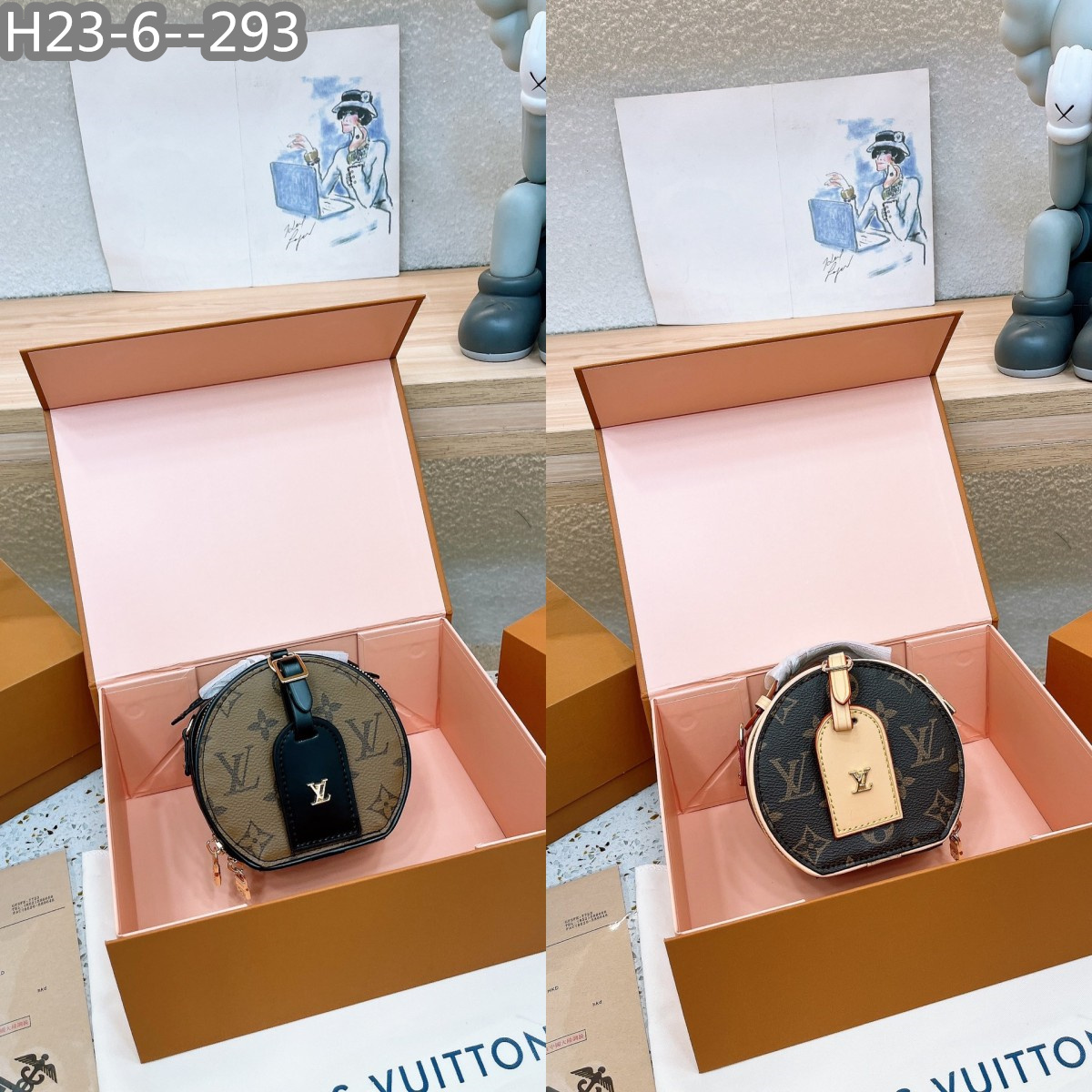 LV PETITE BOITE CHAPEAU BLACK AND BROWN 13CM