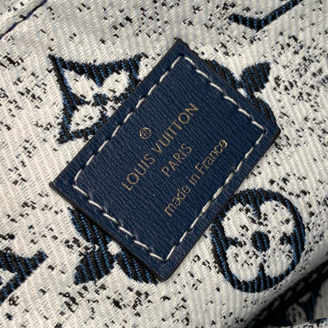 ONTHEGO MM M59608 Denim Leather Bag Navy Blue