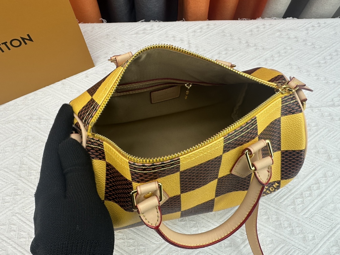 LV SPEEDY 25 BANDOULIÈRE DAMIER POP YELLOW 25CM N40584