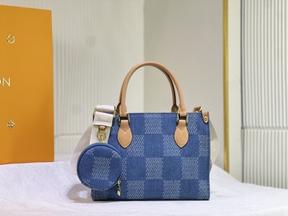 LV ONTHEGO PM DENIM BLUE 25CM